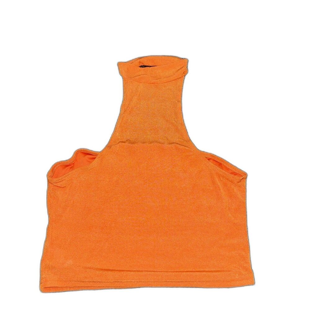 SHEIN Bright Orange Halter Neck Sleeveless Top Size Large